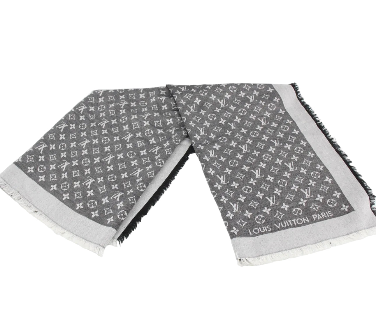 Pre-Owned Louis Vuitton Monogram Shine Blanket Shawl (Black/Gray) LOU.A.1033