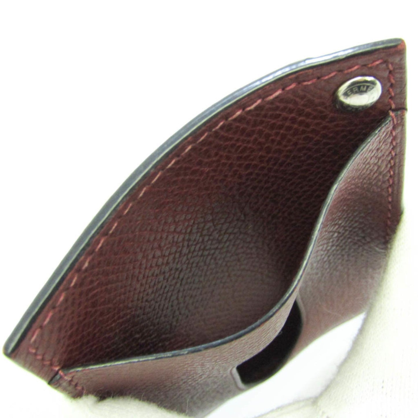 Pre-Owned Hermès Pass Case Epsom Leather Card Case (Bordeaux)