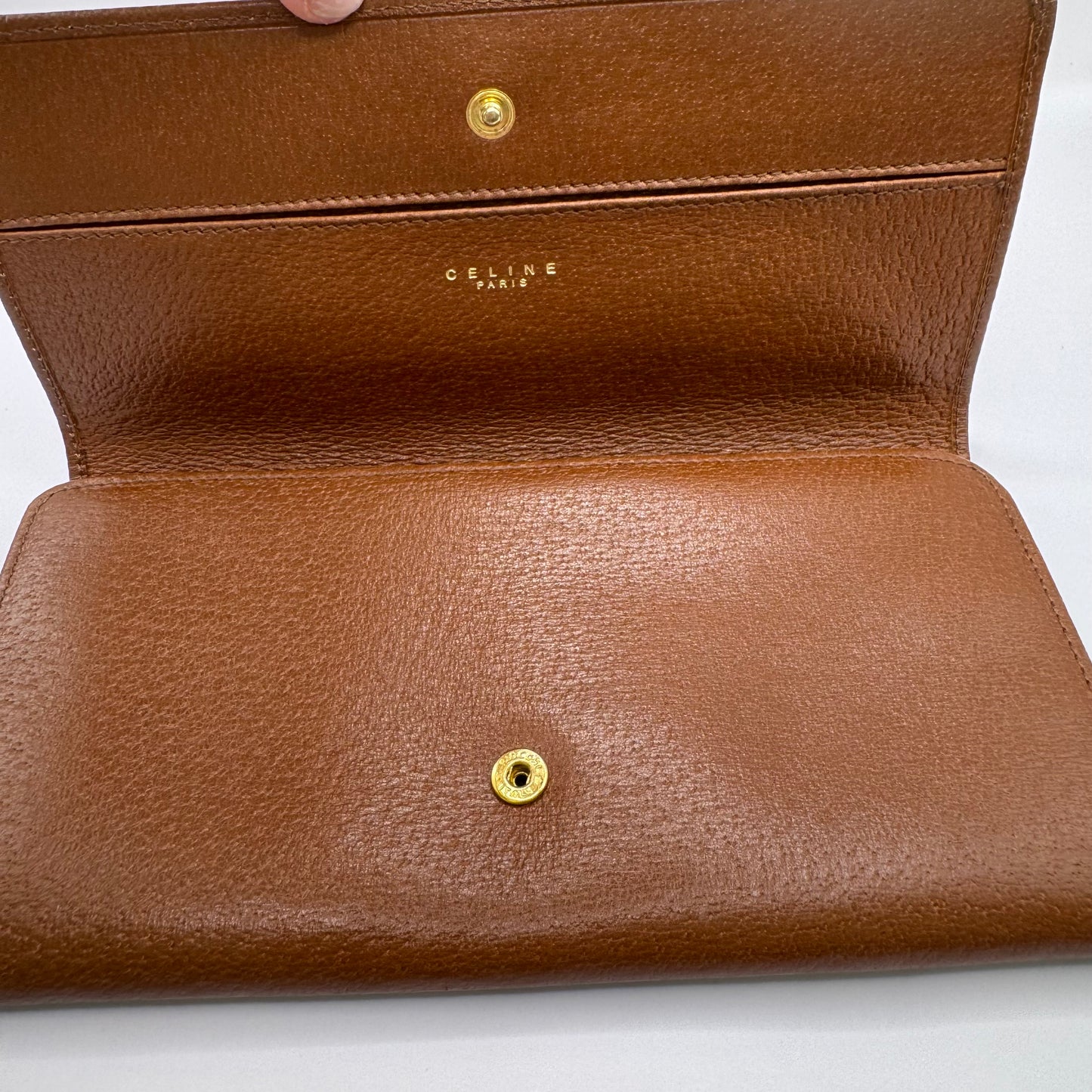 Pre-Owned Celine Leather Long Wallet (Cognac) CEL.S.1000