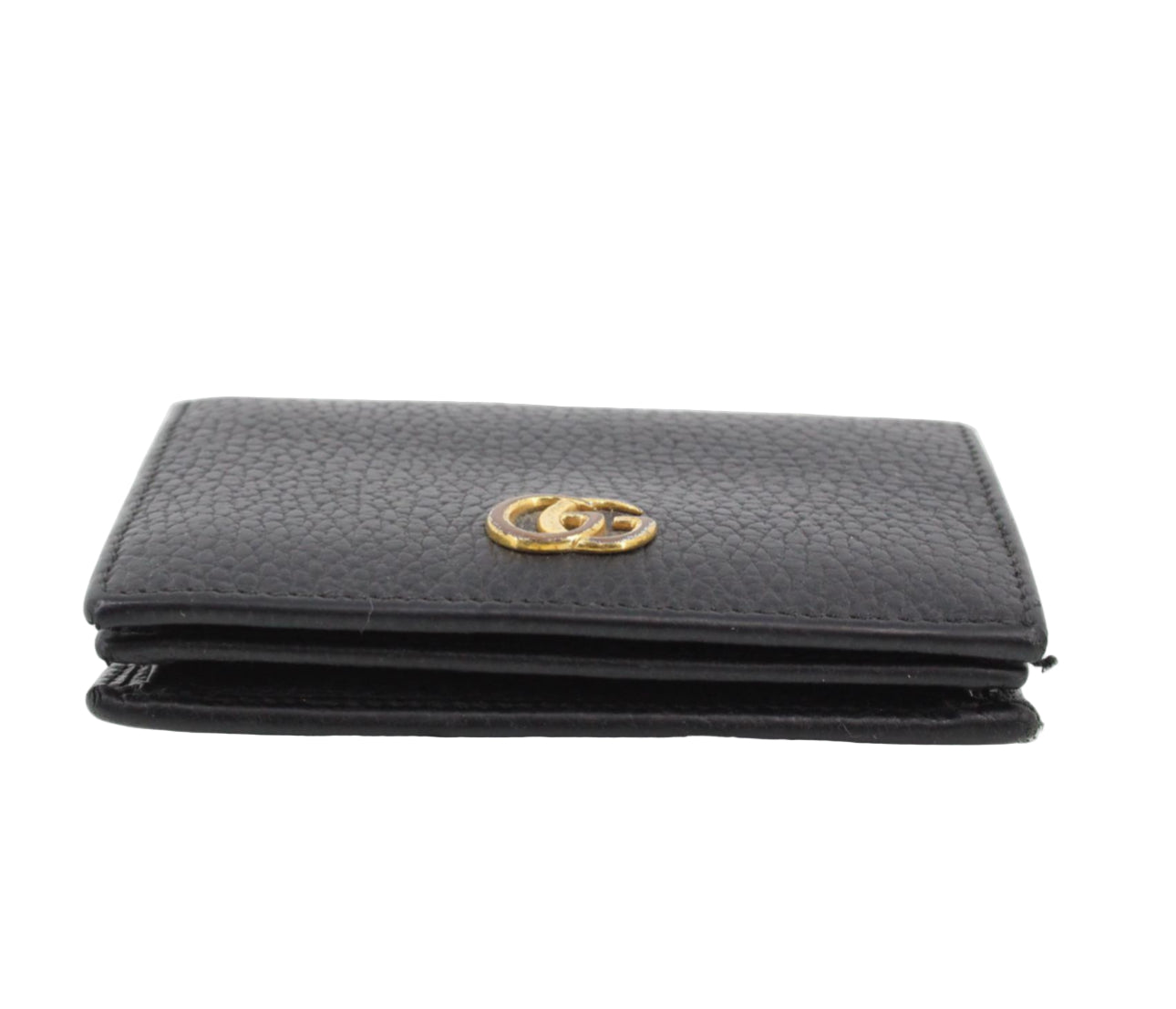 Pre-Owned Gucci Marmont Leather Bifold Card Case (Black) GUC.S.1018