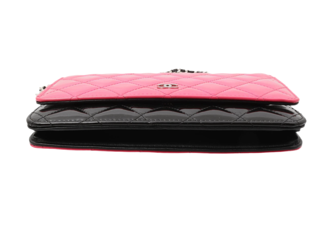 Pre-Owned Chanel WOC Patent Leather Crossbody (Black & Pink)