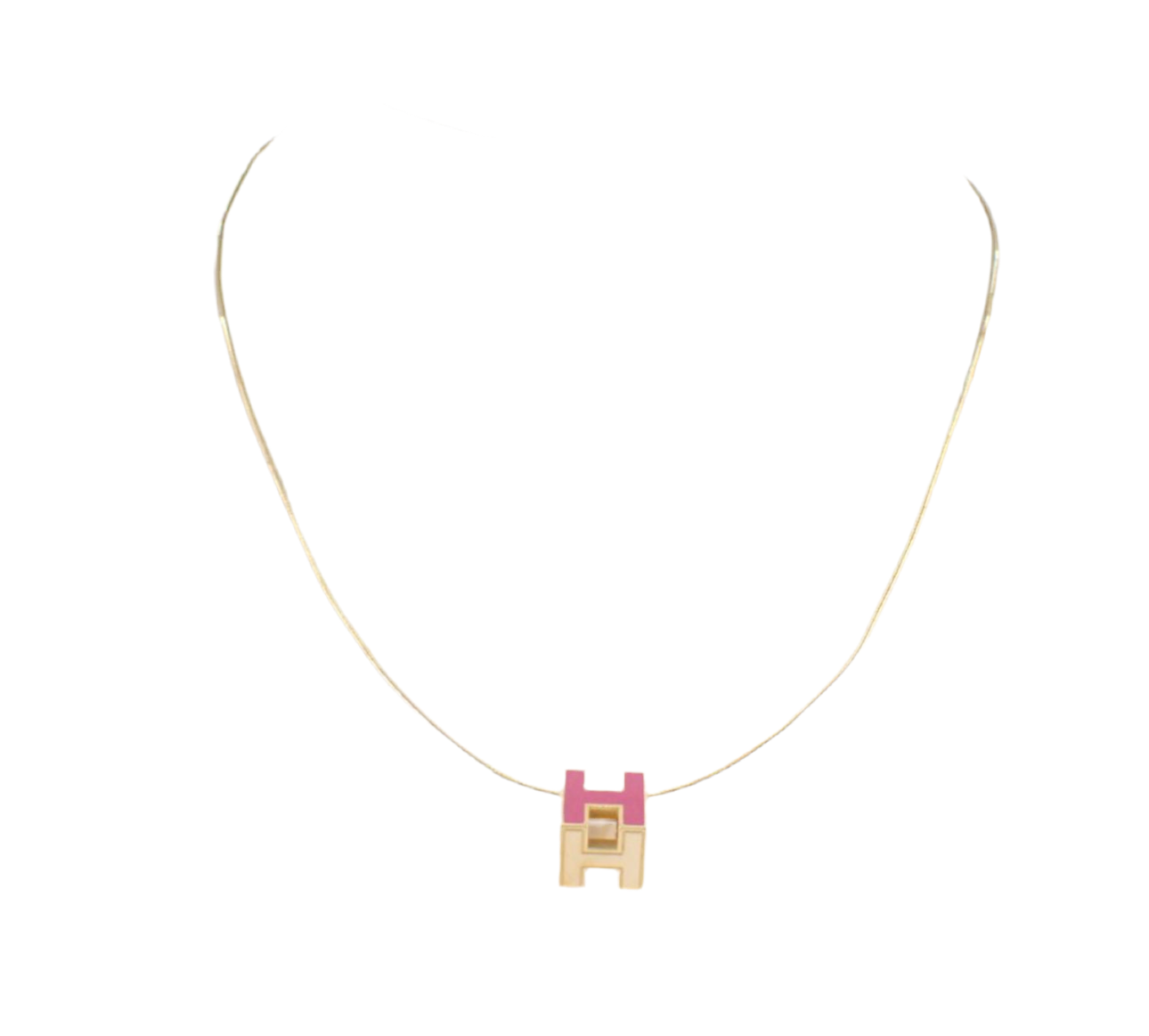 Pre-Owned Hermes Cage d'H Necklace Gold & Pink