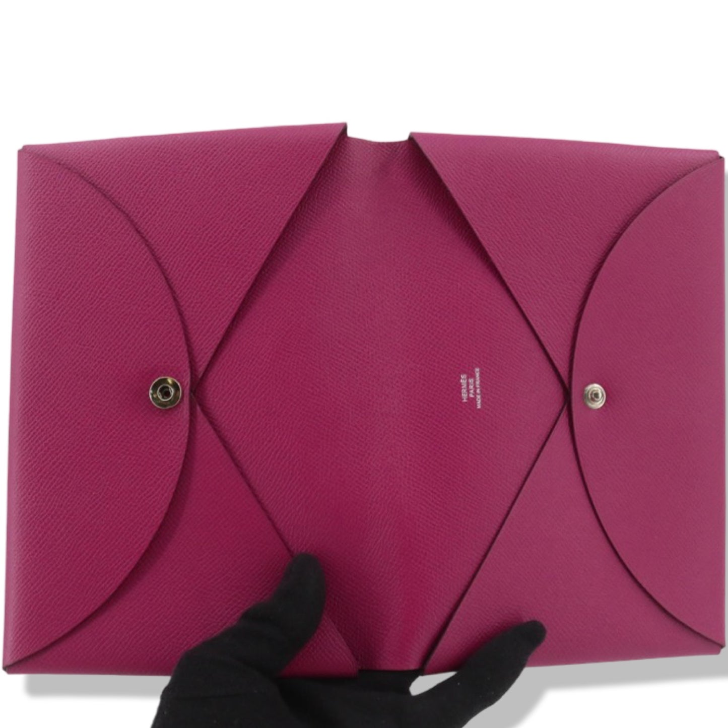 Pre-Owned Hermès Calvi GM Epsom Leather Clutch Bag (Rose Purple and Blue)