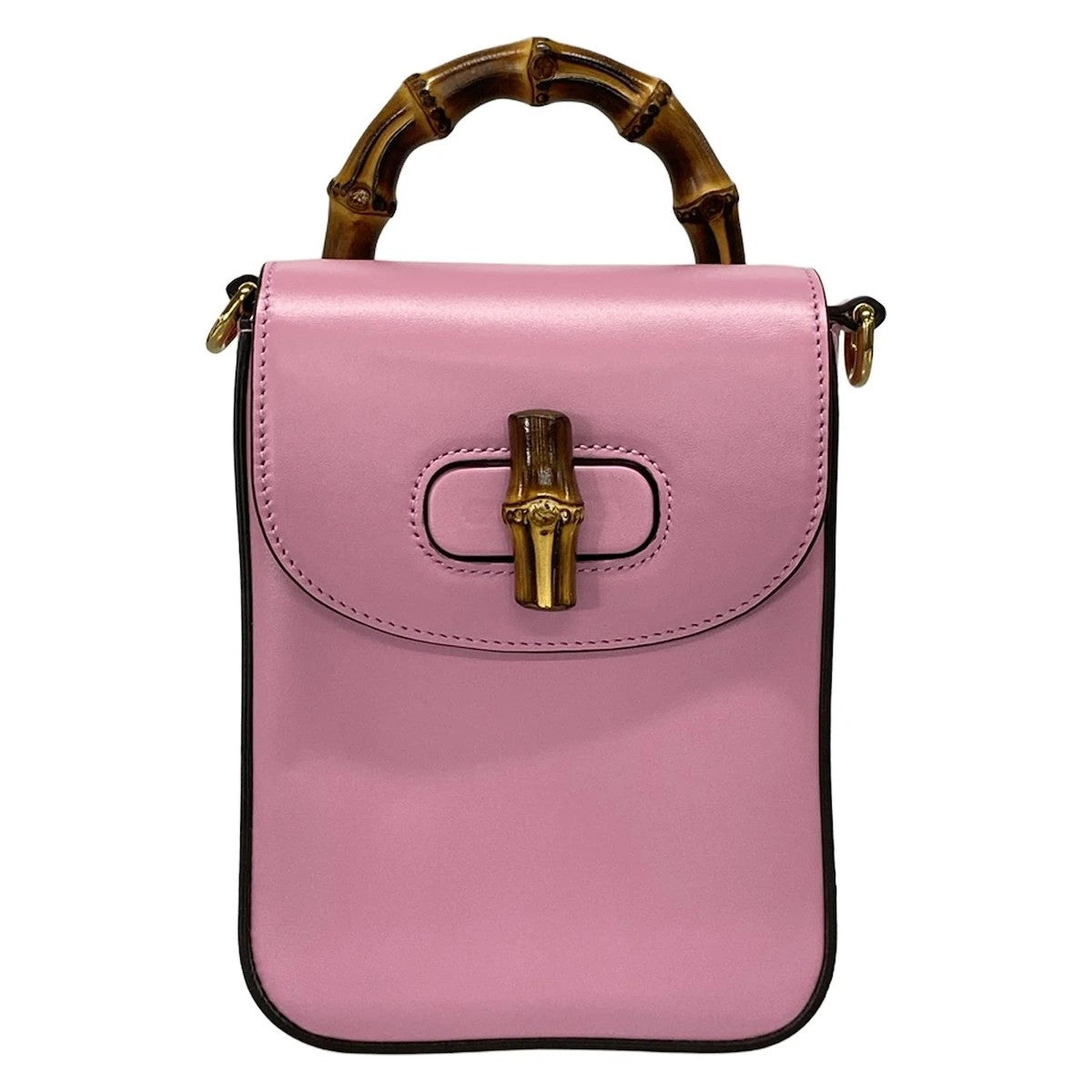 Pre-Owned Gucci Mini Bamboo Top Handle 3 Way Leather Crossbody Bag (Pink)