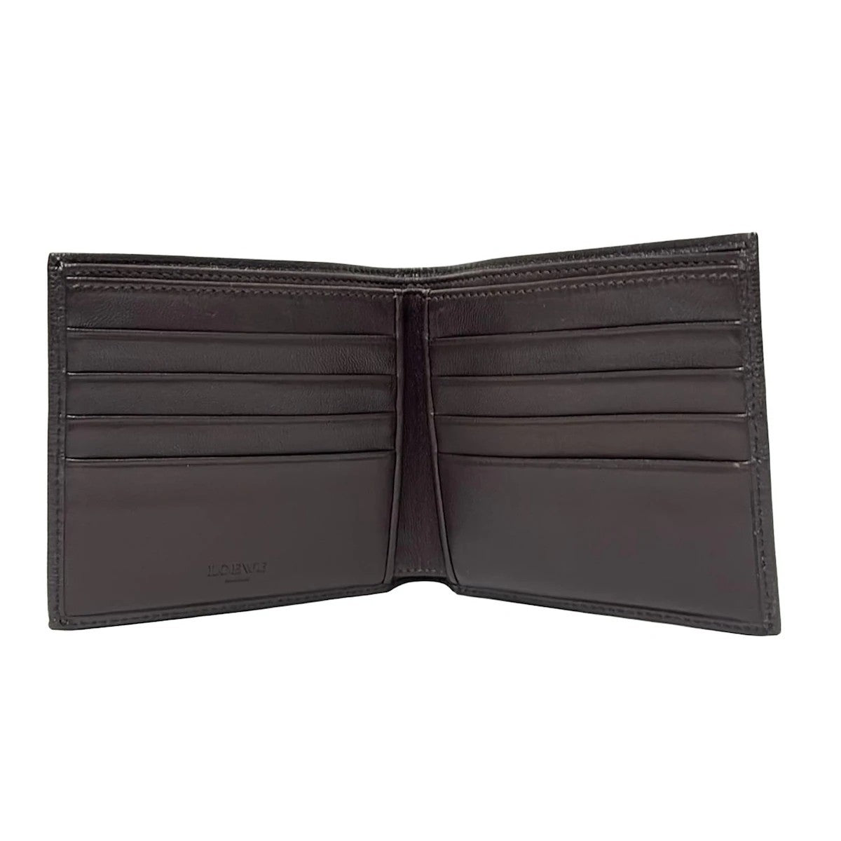 Preowned Loewe Men's Bill Soft Grained Leather Wallet (Brown)