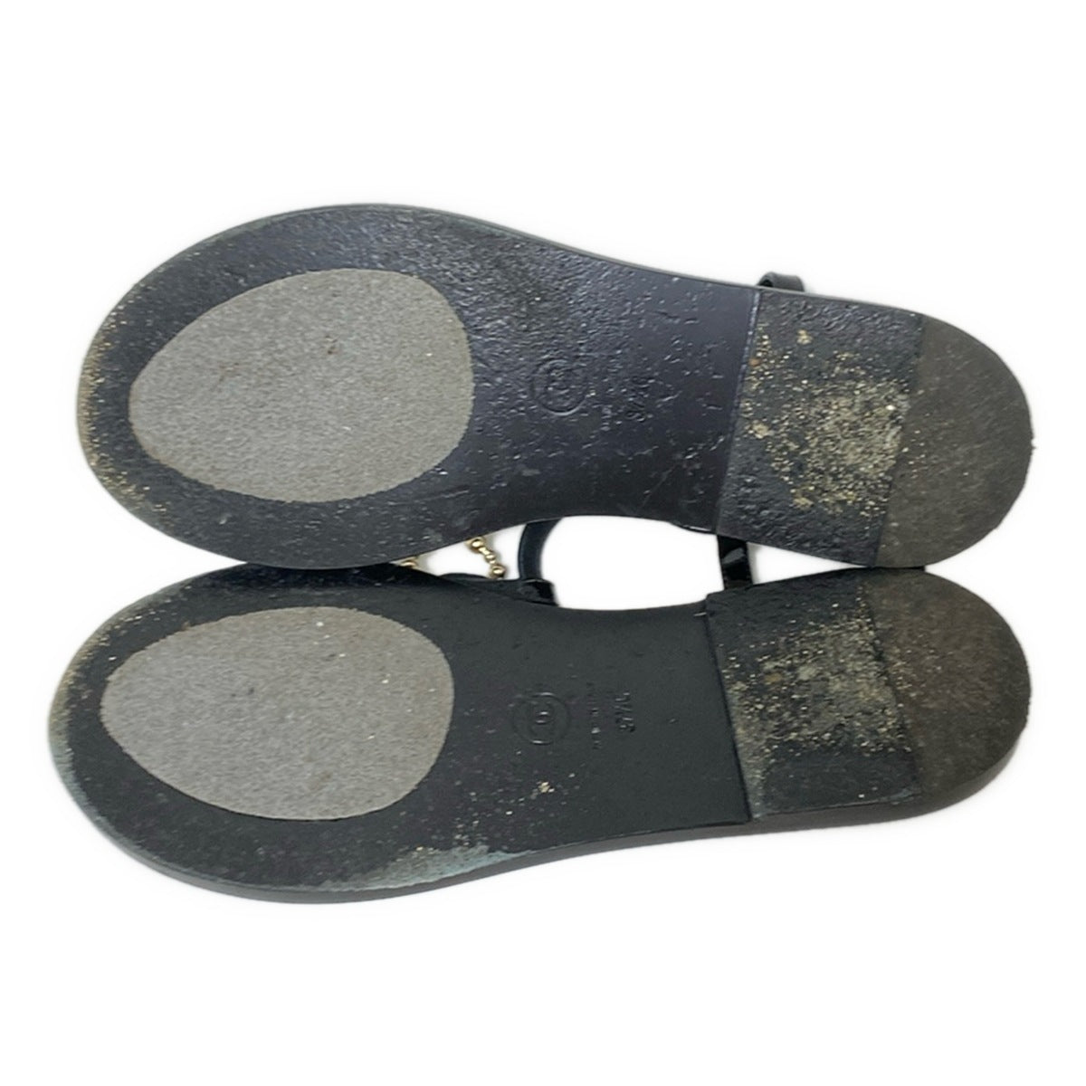 Pre-Owned Chanel Pearl Coco Patent Leather Sandals 37.5C with Box