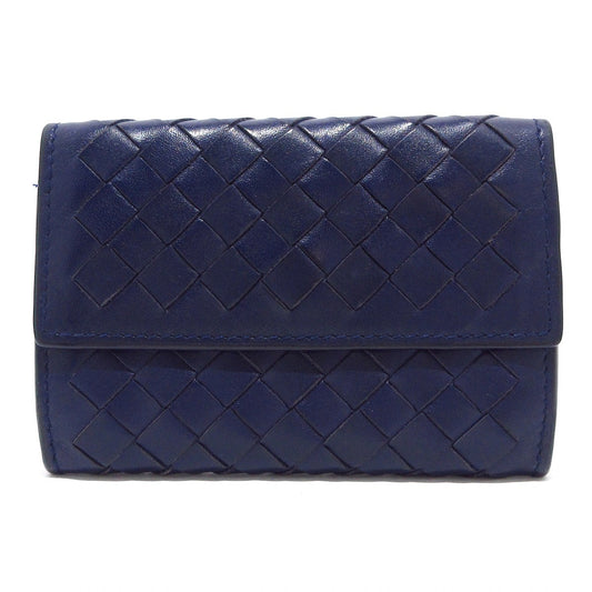 Pre-Owned Bottega Veneta Intrecciato Card Holder Leather (Navy) BOT.S.1003