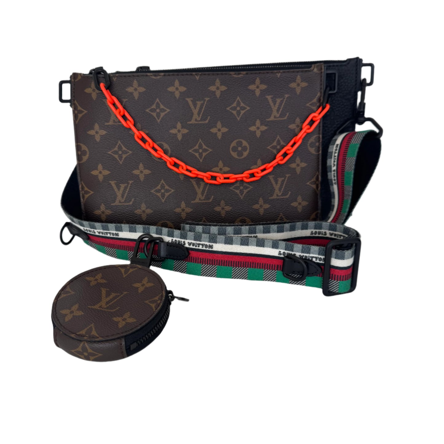 Pre-Owned Louis Vuitton Trio Pouch Taurillion Leather and Monogram Canvas Virgil Abloh Crossbody