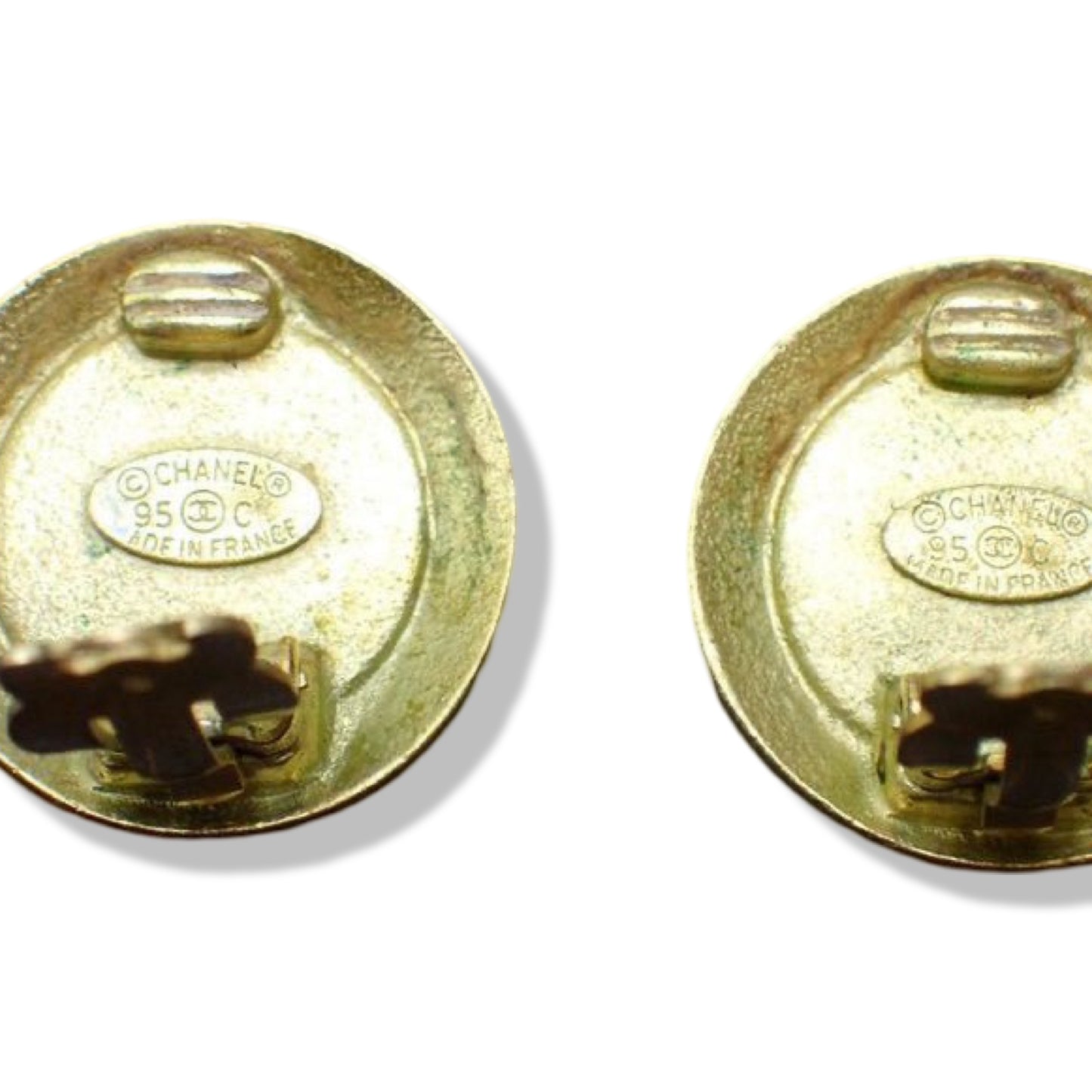 Pre-Owned Chanel Vintage 95’ Circle Coco Mark Medallion Clip On Earrings CHA.J.1001