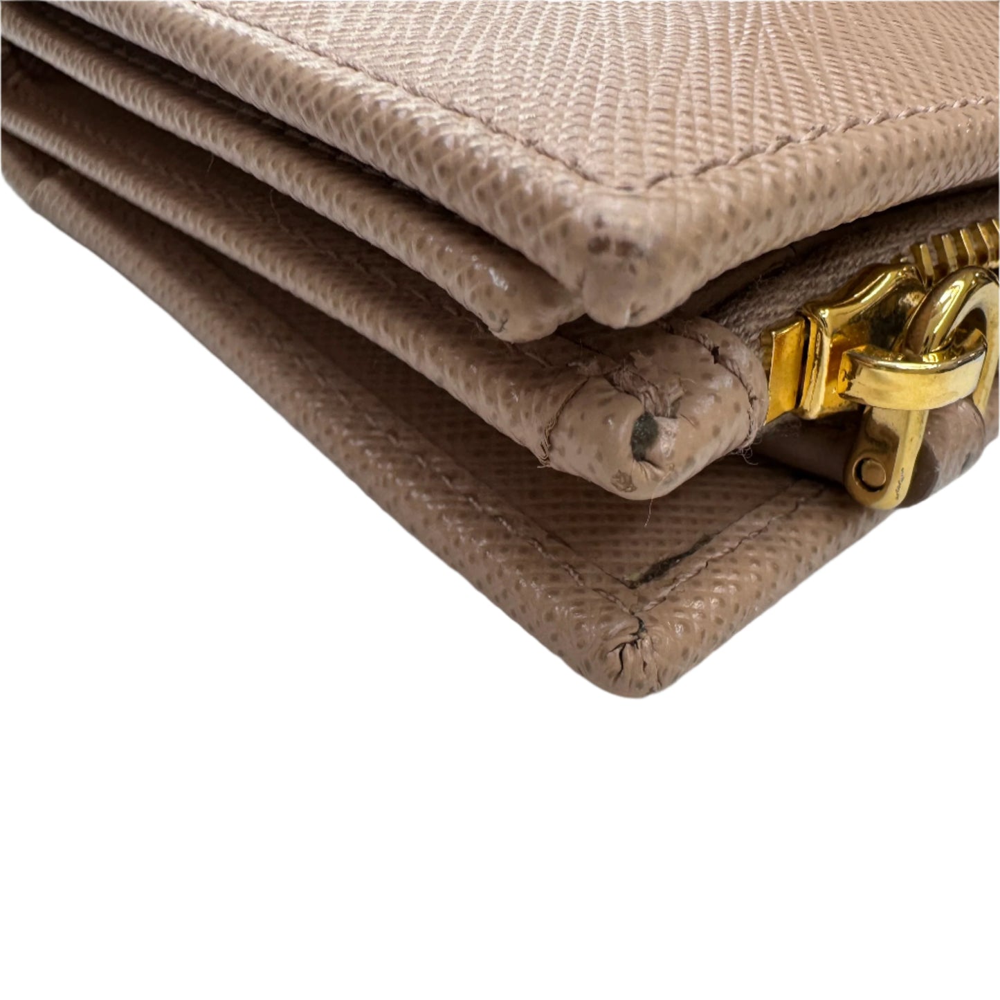 Pre-Owned Prada Long Saffiano Leather Wallet (Beige)