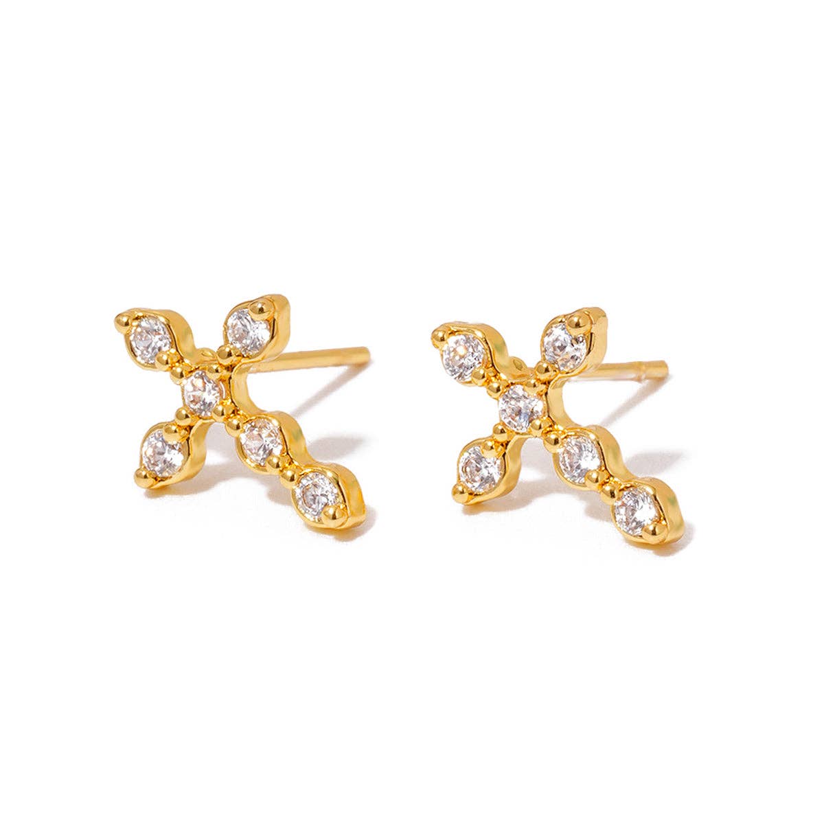 Fashion Stone Cross Stud Waterproof Earrings