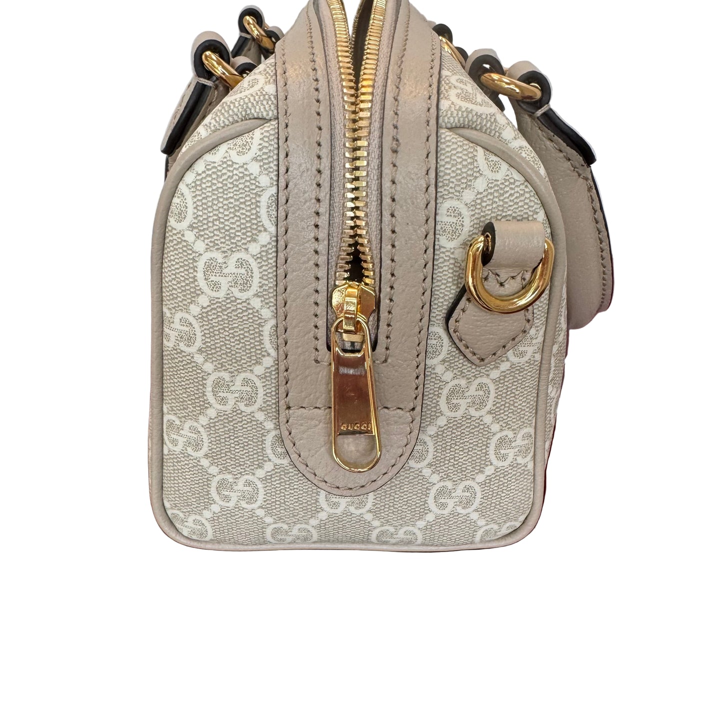 Pre-Owned Gucci Ophidia Small GG Supreme & Leather Boston Bag w/ Strap