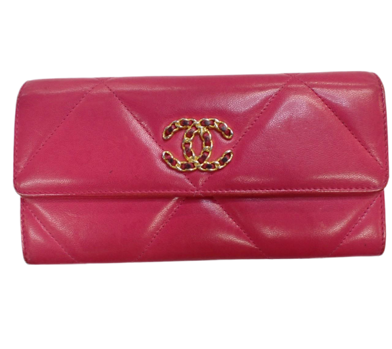 Pre-Owned Chanel 19 Long Wallet Lambskin Leather (Berry)
