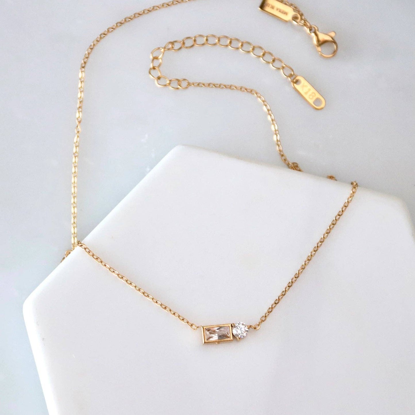 Fashion Zircon Geometric Waterproof Gold Necklace