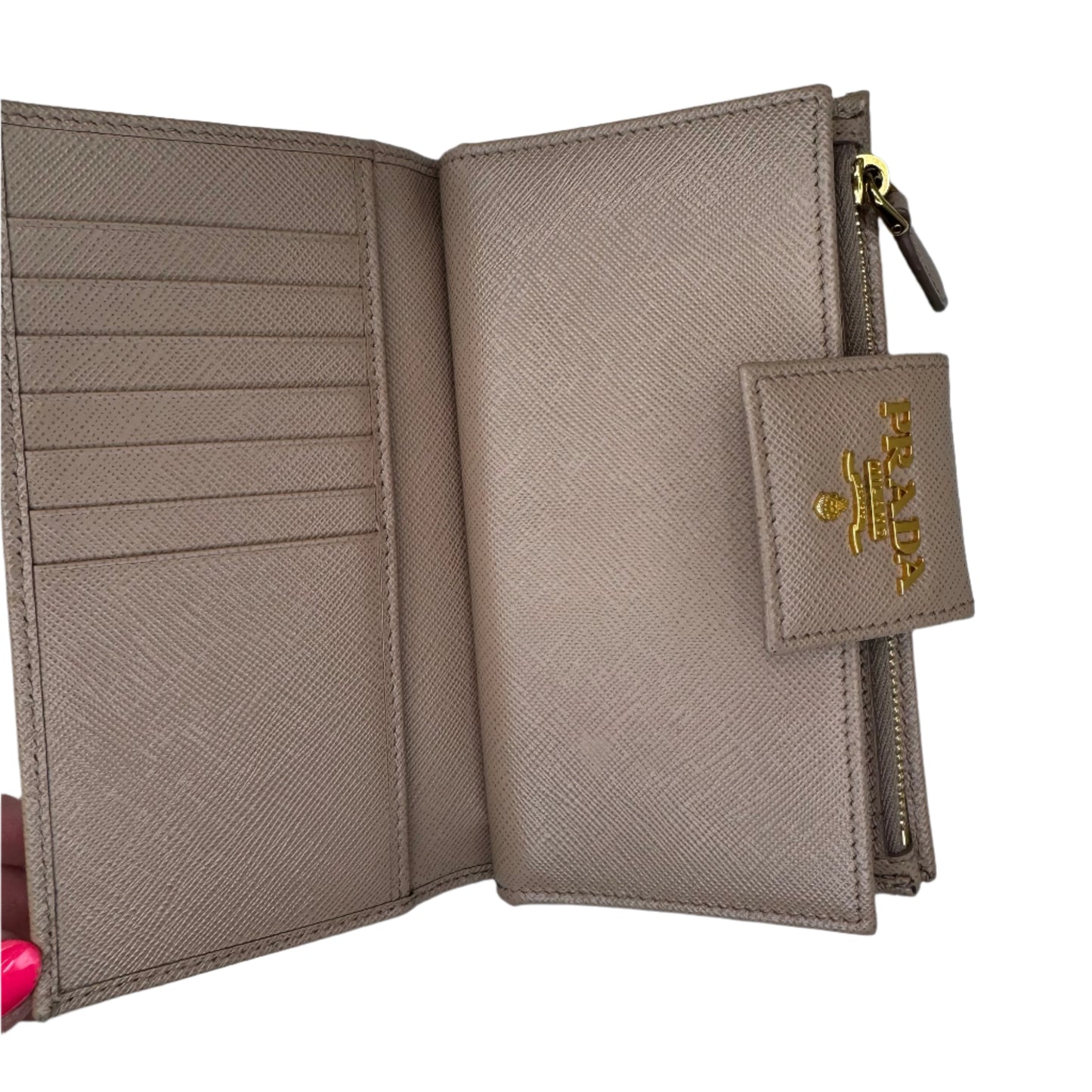 Pre-Owned Prada Long Saffiano Leather Wallet (Beige)