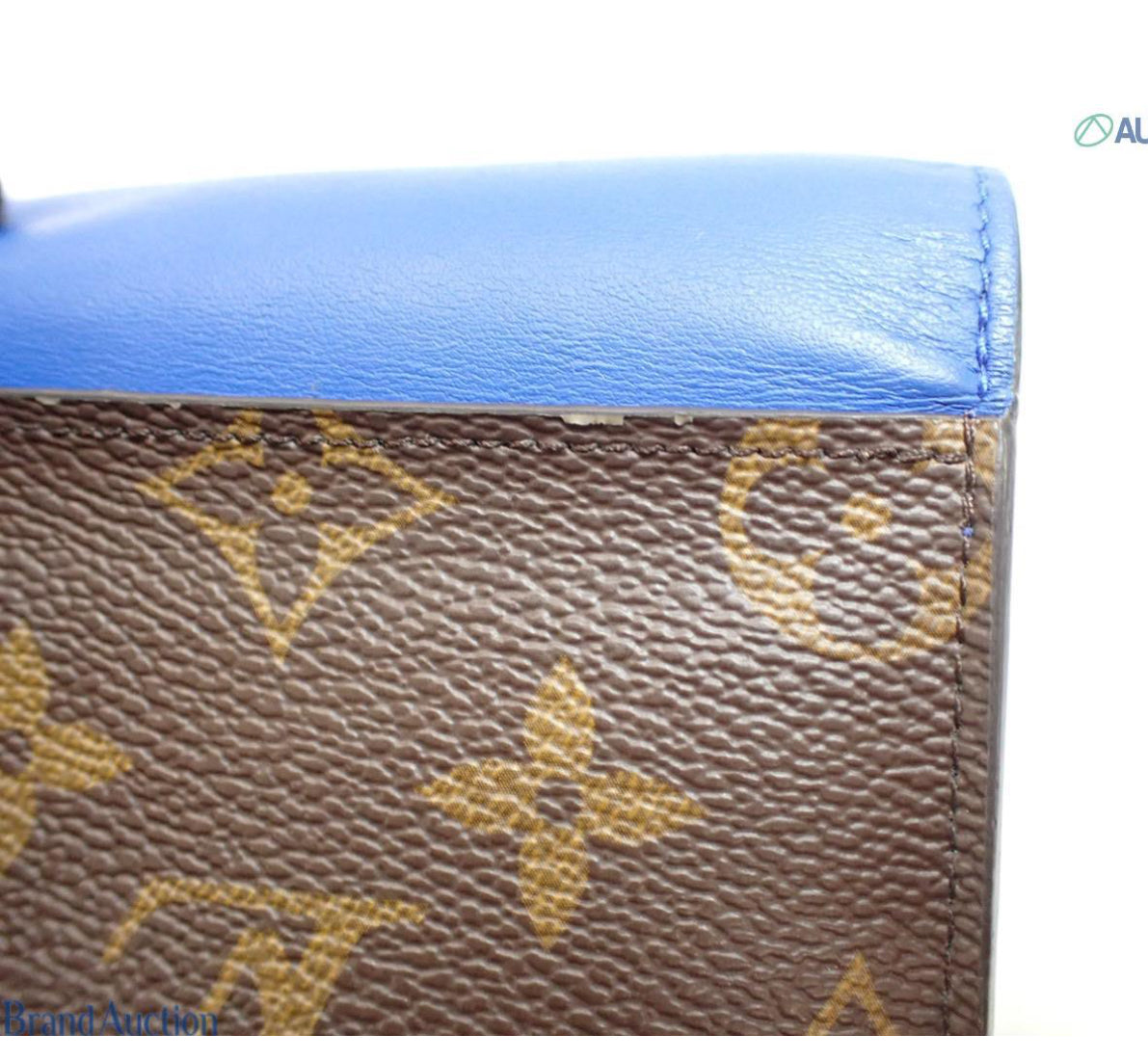 Pre-Owned Louis Vuitton Zoe Blue Leather & Monogram Canvas Wallet- LOU.S.1153