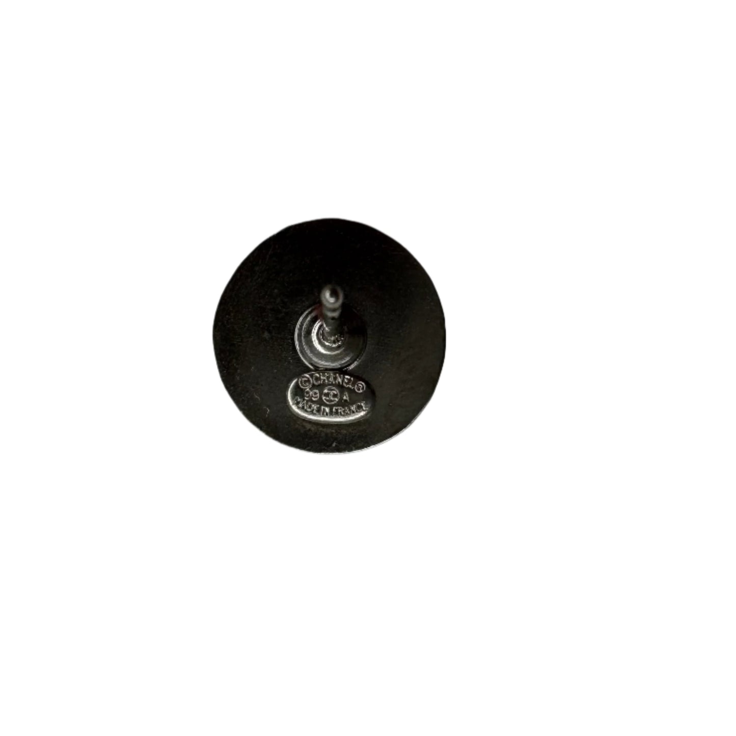 Pre-Owned Chanel Silver Post with Gold Acrylic Coco Mark Earrings 1999