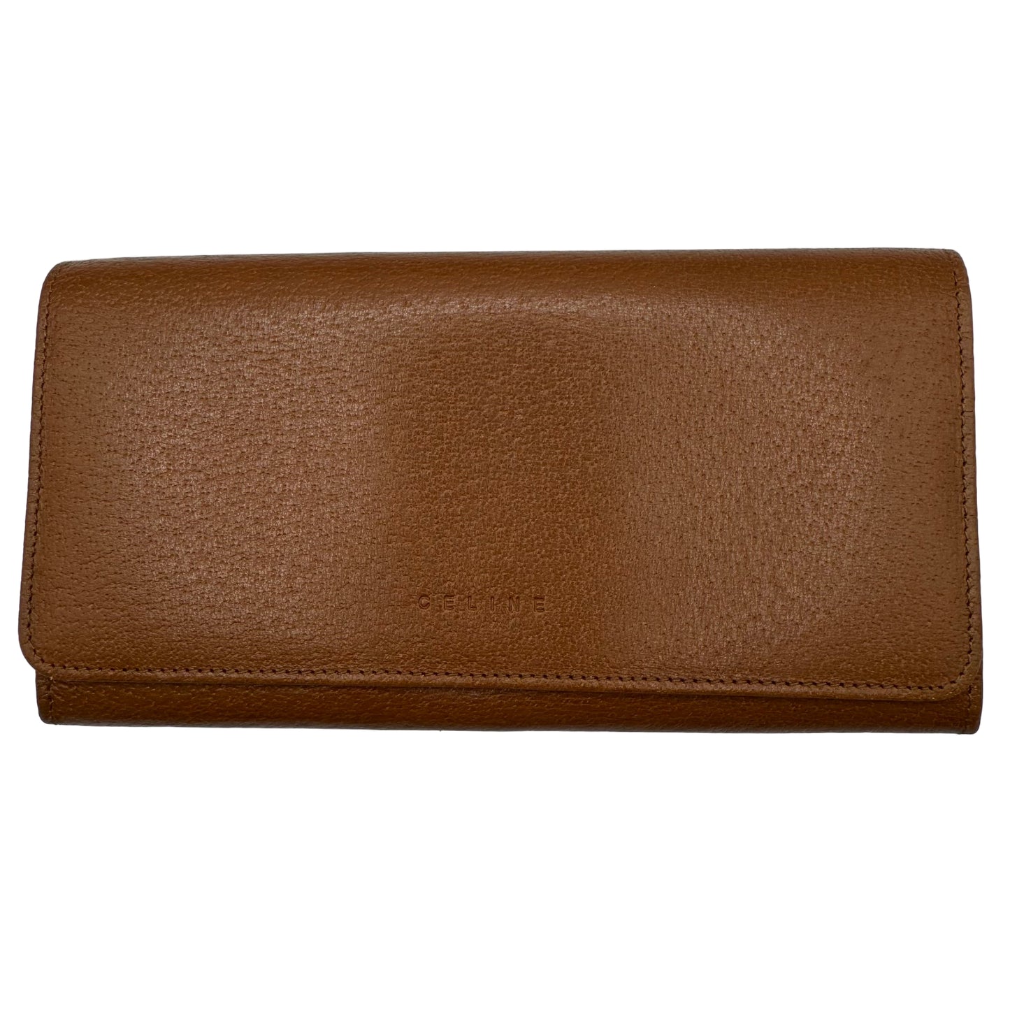Pre-Owned Celine Leather Long Wallet (Cognac) CEL.S.1000