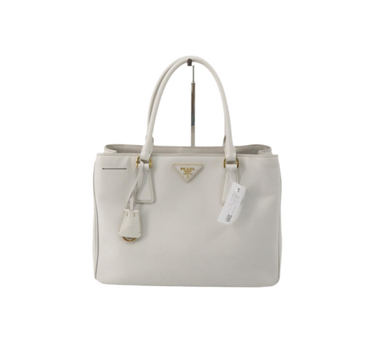 Pre-Owned Prada Galleria Saffiano Leather Shoulder Bag (Cream)