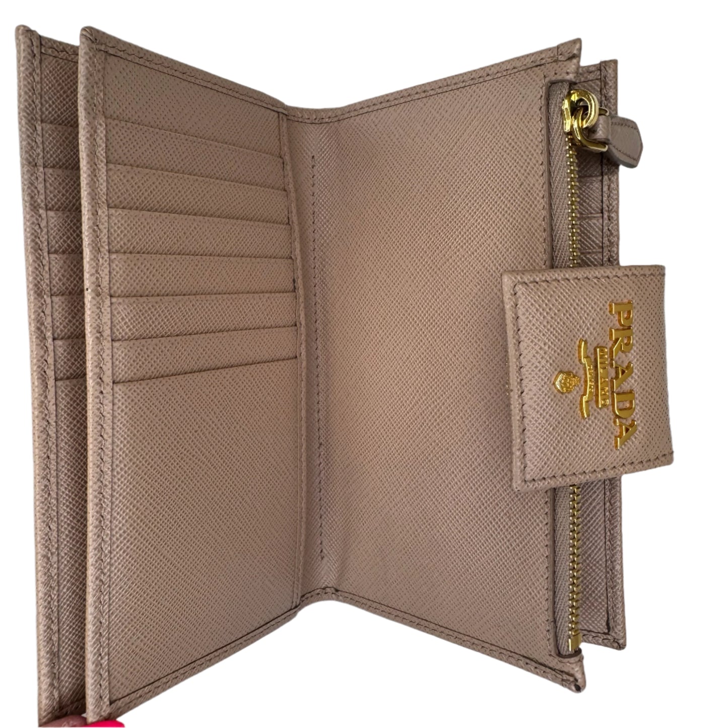 Pre-Owned Prada Long Saffiano Leather Wallet (Beige)