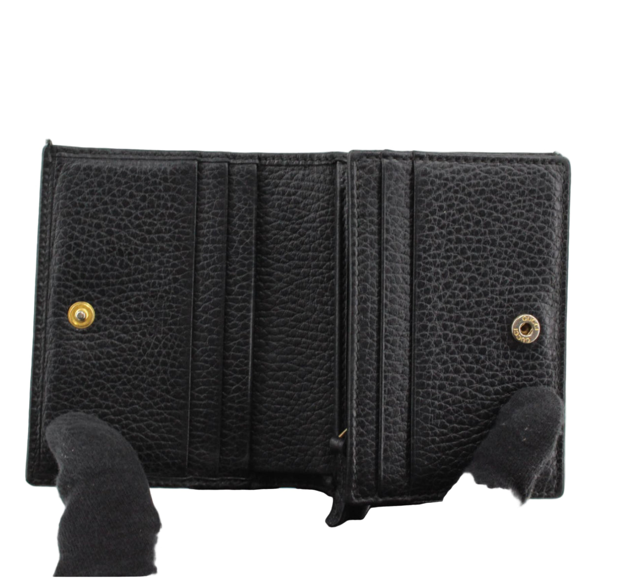 Pre-Owned Gucci Marmont Leather Bifold Card Case (Black) GUC.S.1018