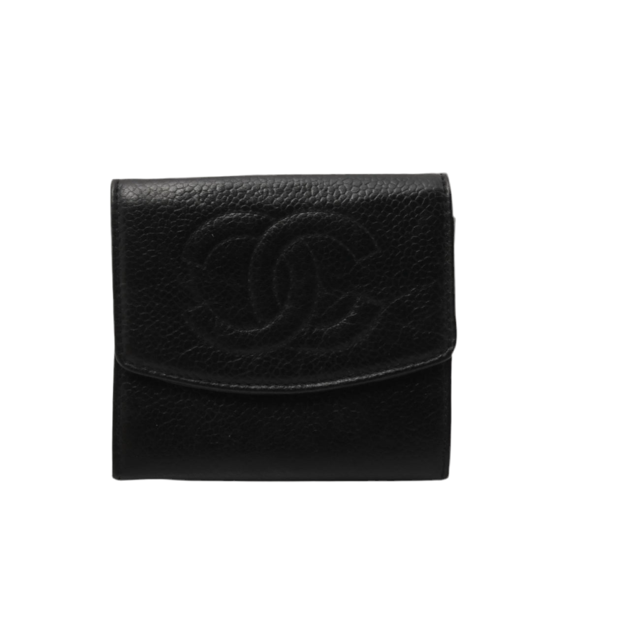 Pre-Owned Chanel Coco Mark Bifold Wallet Caviar Leather (Black)