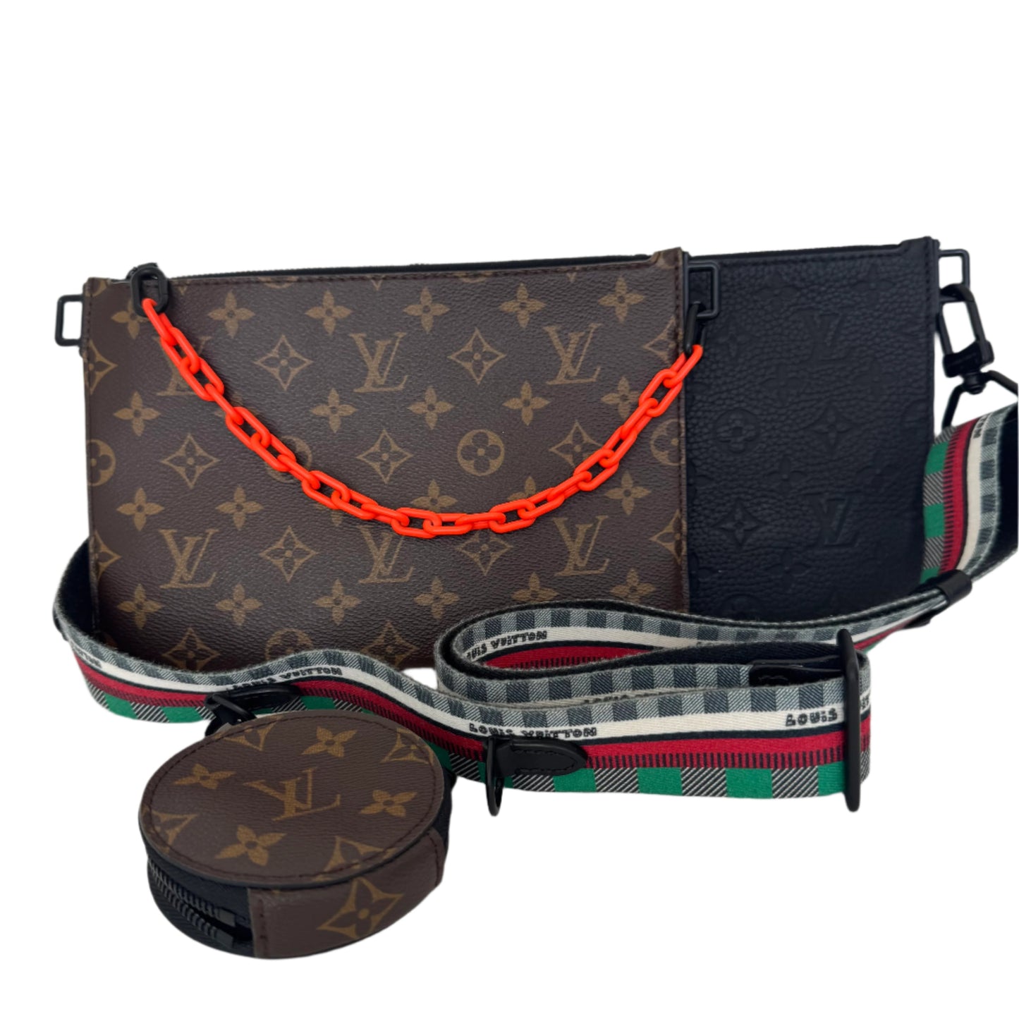 Pre-Owned Louis Vuitton Trio Pouch Taurillion Leather and Monogram Canvas Virgil Abloh Crossbody