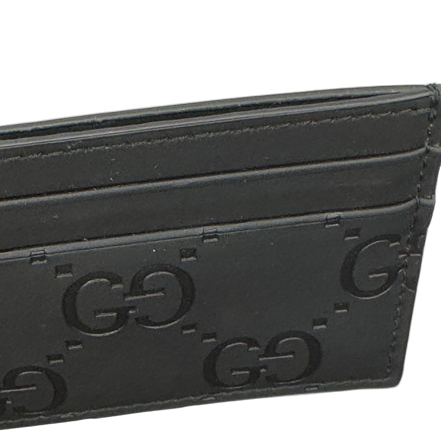 Pre-Owned Gucci Jumbo GG Matte Leather sCard Holder (Black) GUC.S.1011