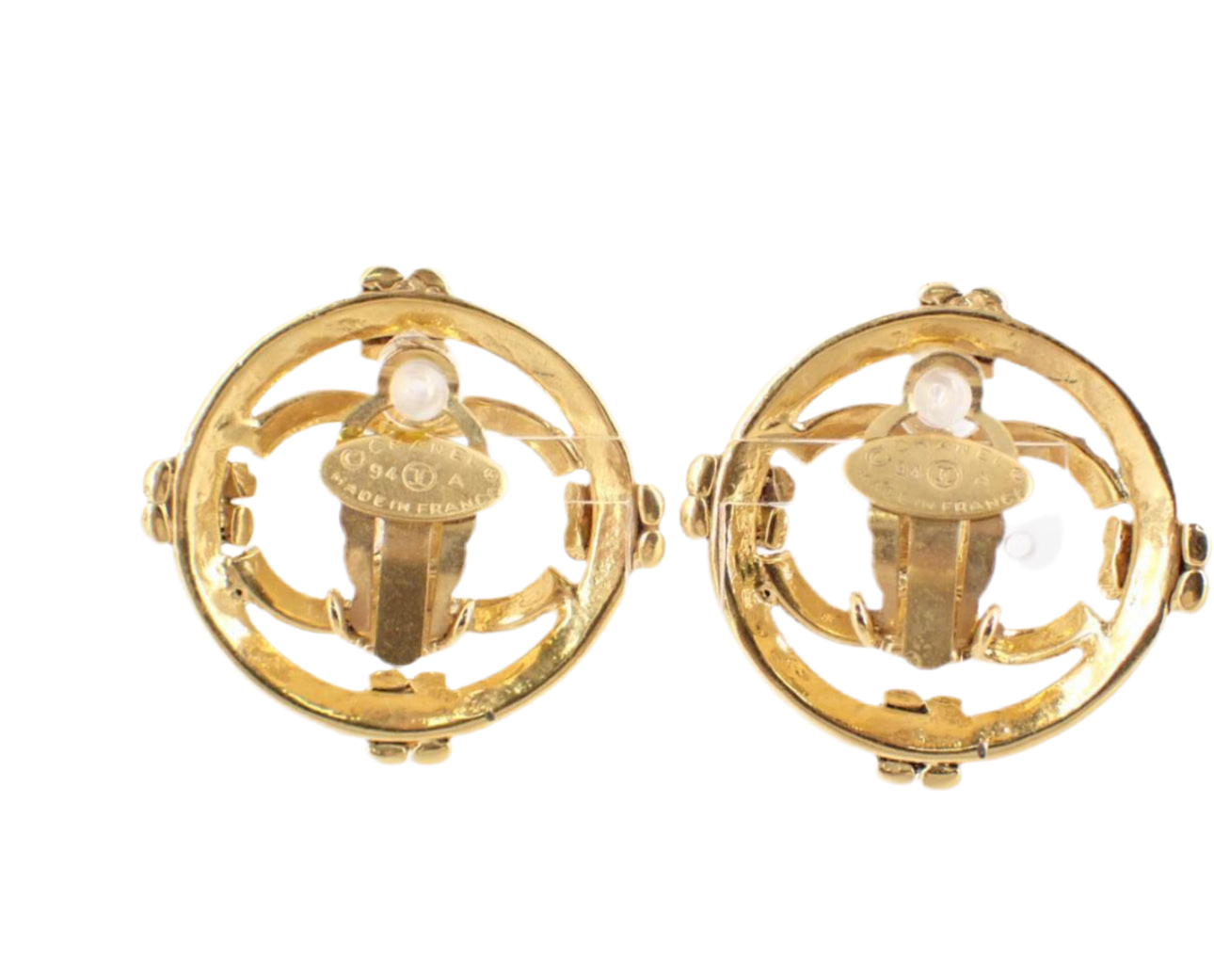 Pre-Owned Chanel Vintage Large Medallion Coco Mark Clip On Earrings 1994