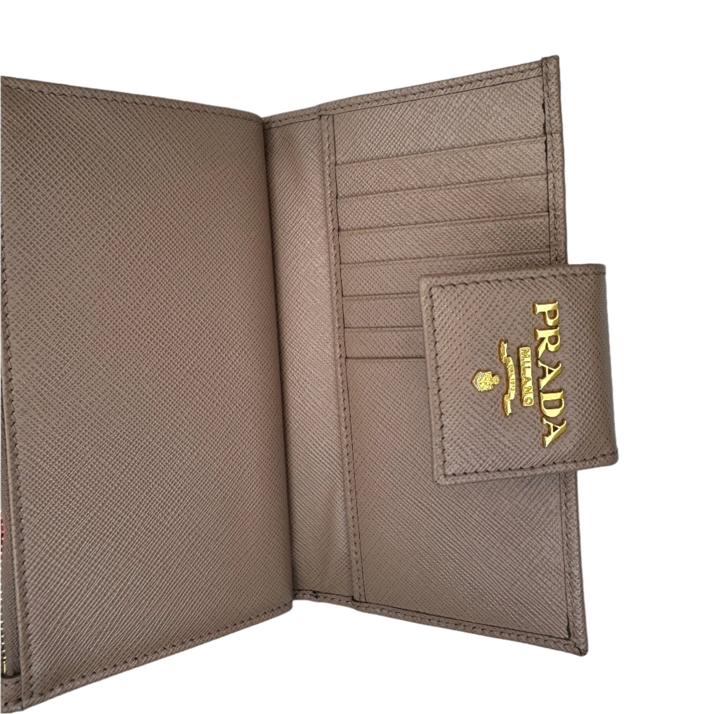 Pre-Owned Prada Long Saffiano Leather Wallet (Beige)
