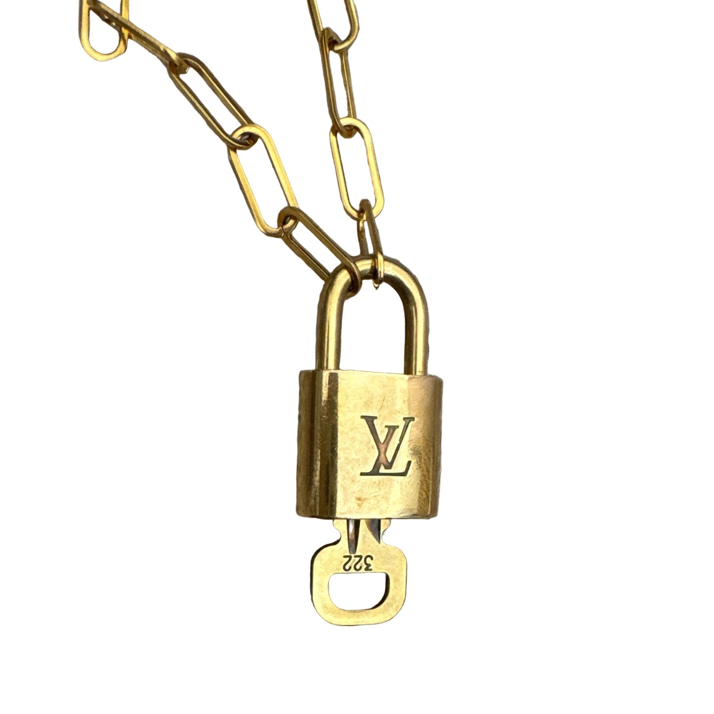 Louis Vuitton Lock & Key on Paper Clip Chain Necklace & Bracelet