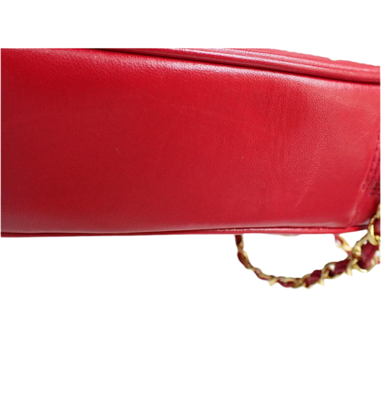 Pre-Owned Chanel Vintage Coco Mark Small Fringe Lambskin Leather Camera Bag (Red)
