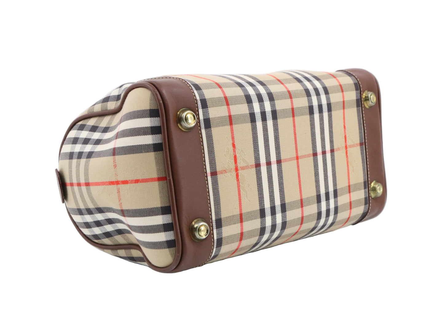 Pre-Owned Burberry Boston Haymark Check Canvas Top Handle BUR.B.1021