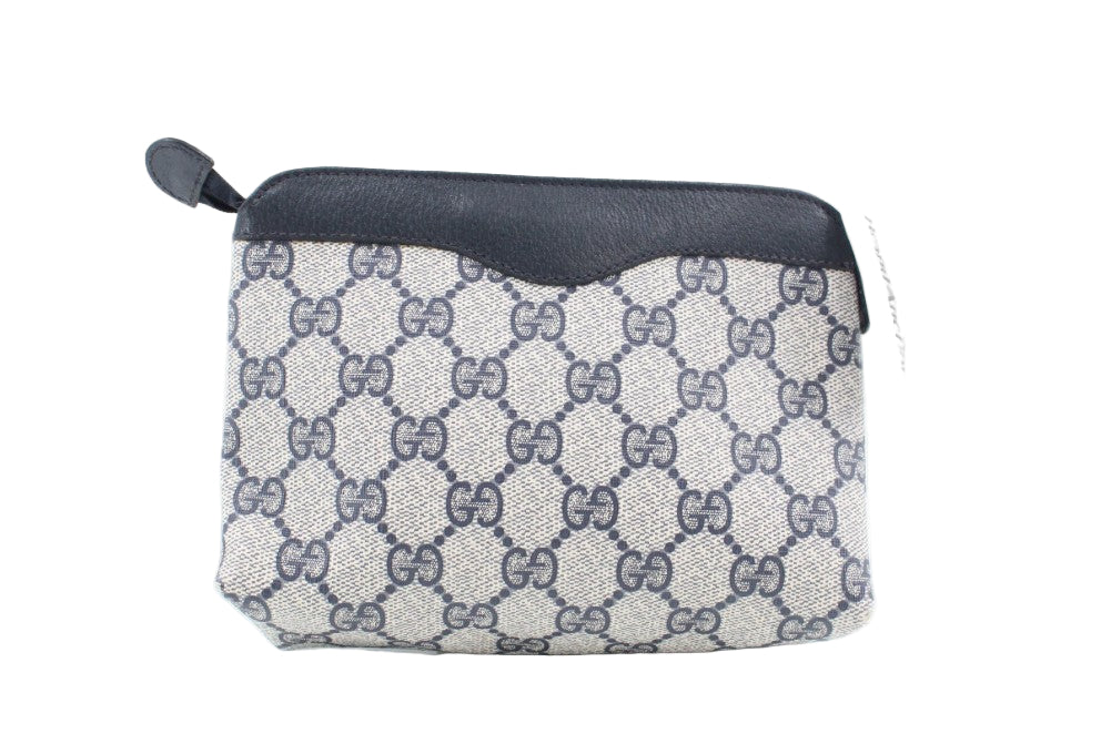 Pre-Owned Gucci Vintage GG Supreme Small Coated Canvas Clutch (Blue) GUC.B.1036