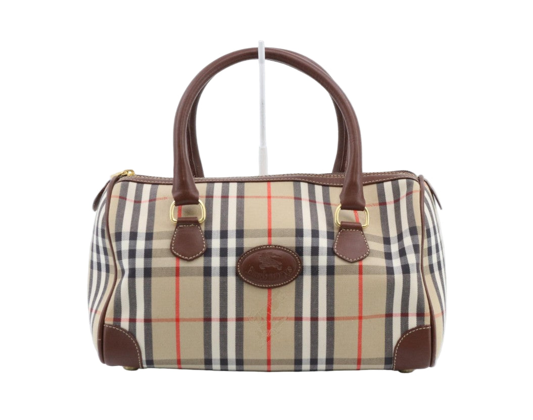 Pre-Owned Burberry Boston Haymark Check Canvas Top Handle BUR.B.1021
