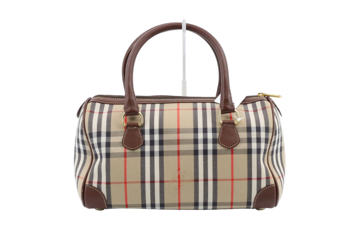 Pre-Owned Burberry Boston Haymark Check Canvas Top Handle BUR.B.1021