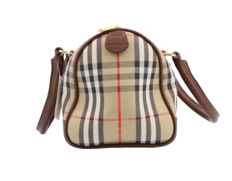 Pre-Owned Burberry Boston Haymark Check Canvas Top Handle BUR.B.1021