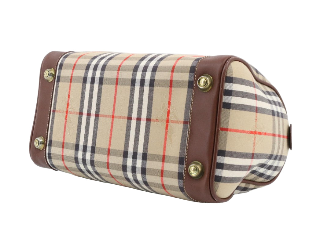 Pre-Owned Burberry Boston Haymark Check Canvas Top Handle BUR.B.1021