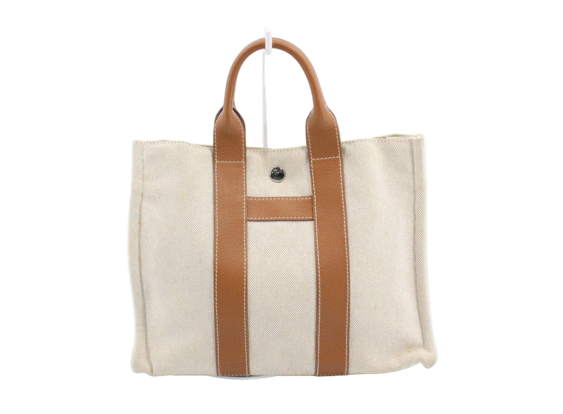 Pre-Owned Hermes Sacquaine PM Toile H Tote Beige