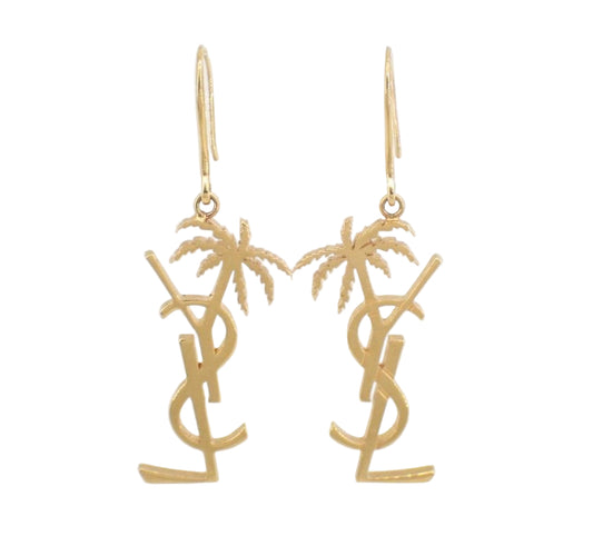 Pre-Owned Saint Laurent YSL Palm Tree Drop Earrings
