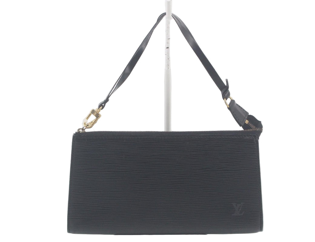 Pre-Owned Louis Vuitton Pochette Accessories Epi Leather Shoulder Bag (Black) LOU.B.1097