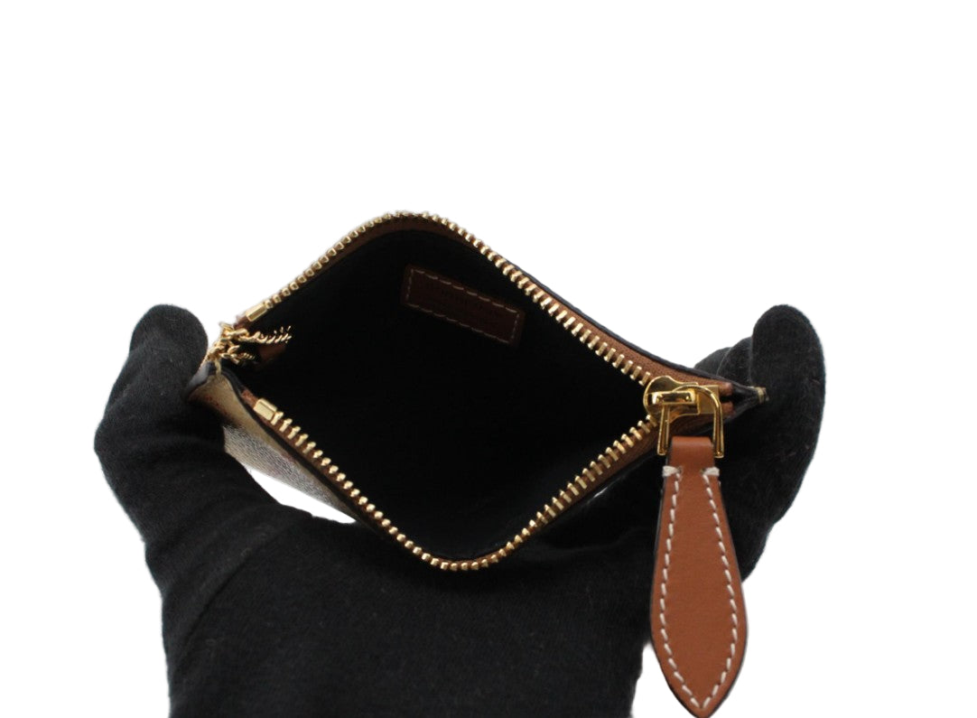 Pre-Owned Burberry Check Strip Coin Case & Key Holder Archive Beige Coated Canvas BUR.S.1005S.