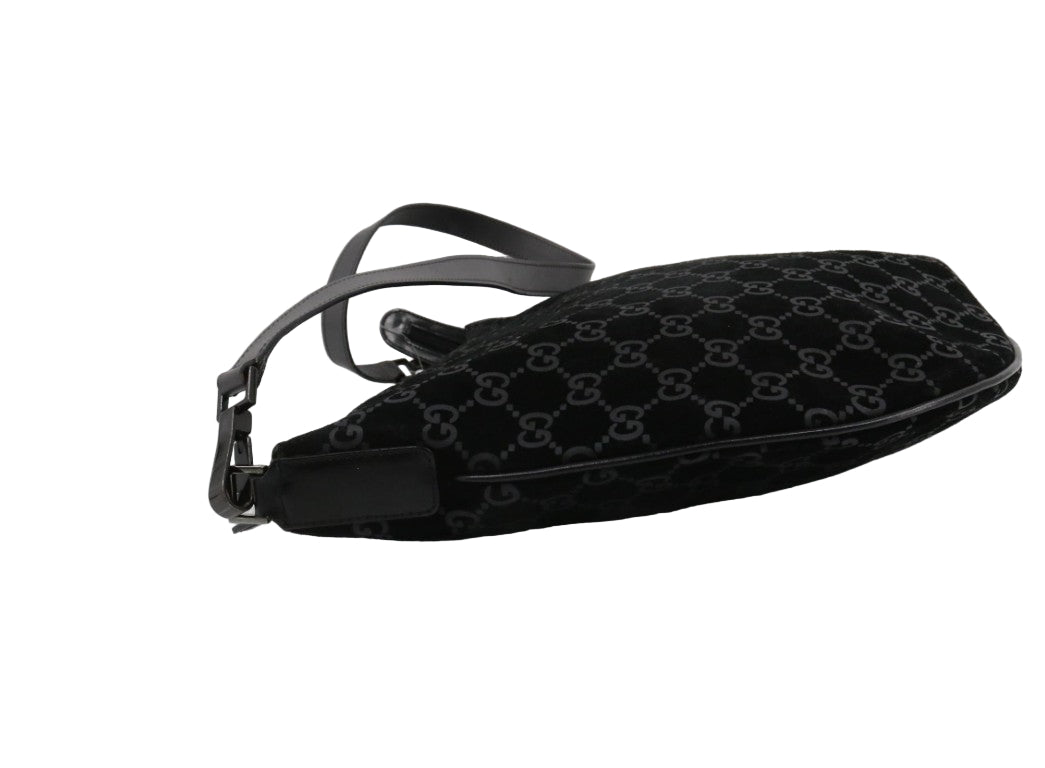 Pre-Owned Gucci Vintage Suede GG Shoulder Bag (Black) GUC.B.1041