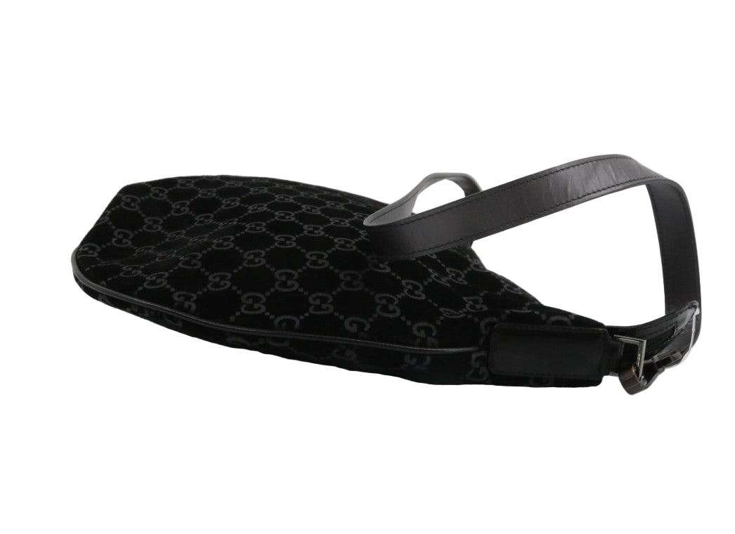 Pre-Owned Gucci Vintage Suede GG Shoulder Bag (Black) GUC.B.1041