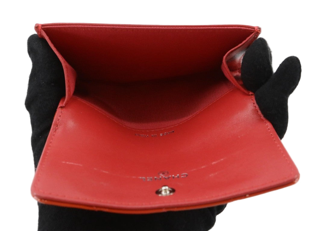 Pre-Owned Chanel Petite Coco Mark Card Holder Patent Leather (Orange) CHA.S.1016