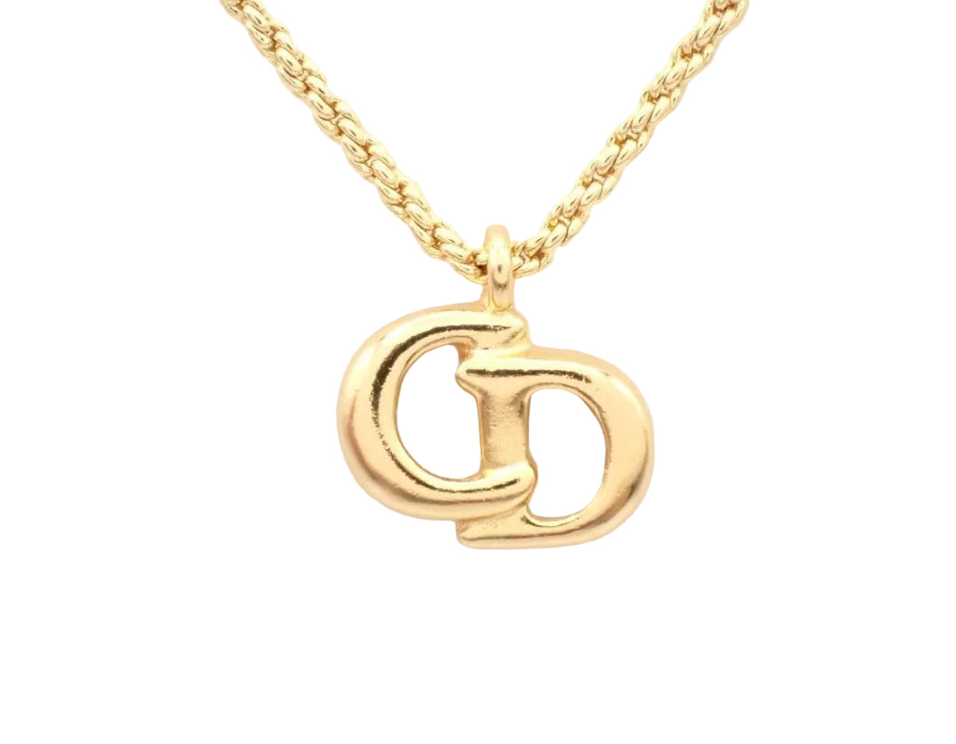 Pre-Owned Christian Dior CD Gold Plated Chain Necklace DIO.J.1005