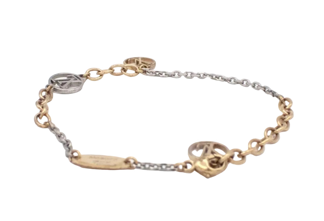 Pre-Owned Louis Vuitton LogoMania Sterling Silver & Gold Plated Bracelet LOU.J.1008