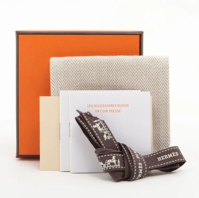 Pre-Owned Hermes Roulis Double Tour T2 (Size S) Rose Gold Leather Bracelet HER.J.1014