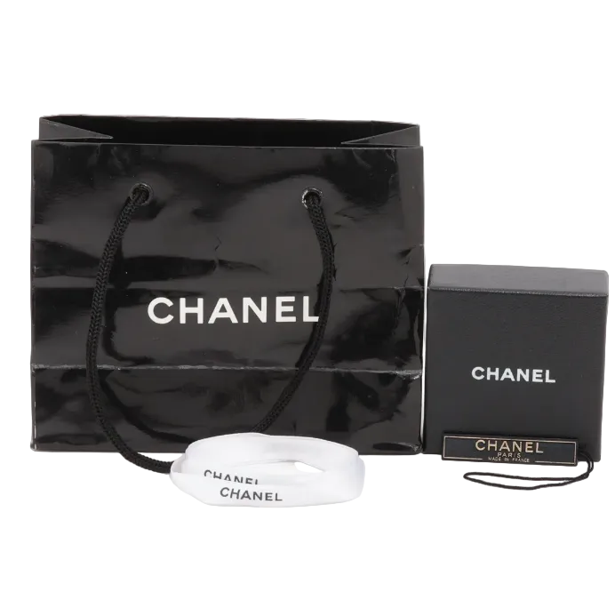 Pre-owned Chanel Black & Gold Stone 02 Swing Huggies Pierced Earrings CHA.J.1150