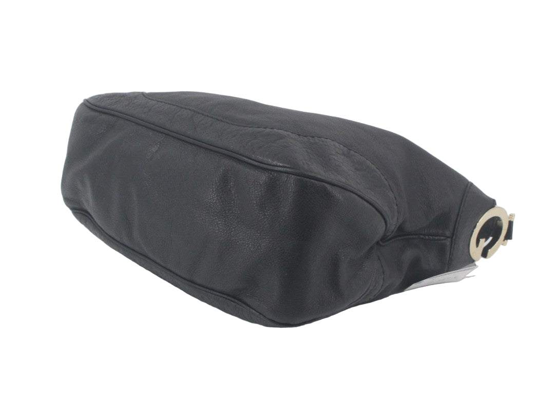 Pre-Owned Gucci Charlotte Leather and Embossed GG Leather Hobo (Black) GUC.B.1039